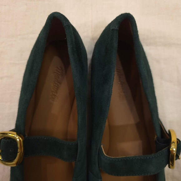 Madewell The Remy Mary Jane Suede Dark Green Flat - Size 7.5 (NU740) - Picture 3 of 7